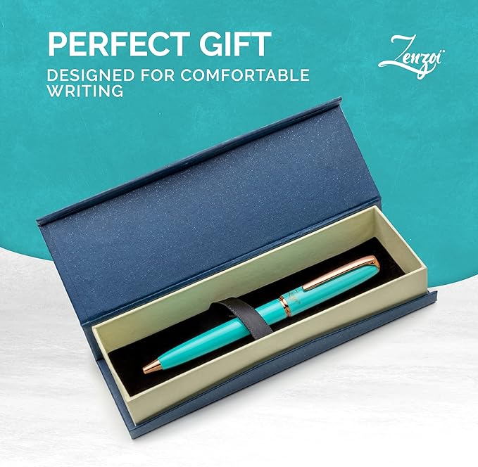ZenZoi Turquoise Mechanical Pencil w/Schmidt 0.7 mm Twist Lead System. Elegant Full Metal Pencil for Sketching, Drawing, Drafting, Writing & Note Taking. Luxury Gift Box for Men or Women
