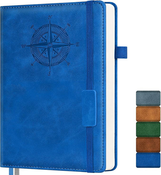 Notebook Journal for Women Men: Leather Journal for Writing, Hardcover College Ruled Journals Notebooks with Thick Paper, Large A4 Daily Journal for Travel, Diary, Gifts for Teens, 8.5"×11", Blue