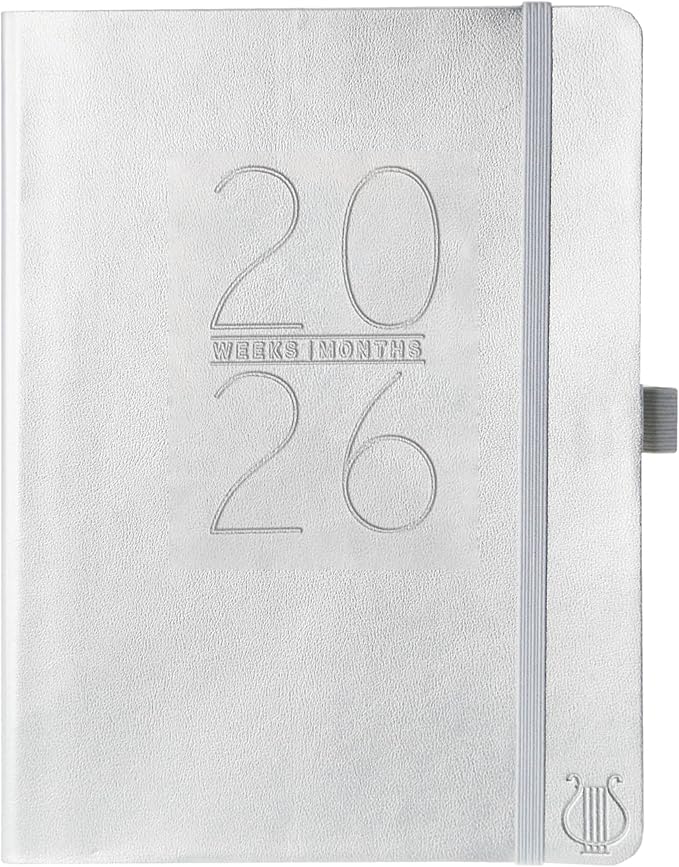 Graphique 2026 Apollo Business Planner | 18 Month Organizer, July 2025 - Dec. 2026 | Weekly & Monthly Spreads | To-Do List & Note Pages | Pen Loop | Vegan Leather | Silver | 6” x 8”