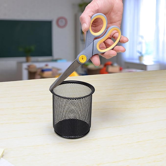 Westcott 8-Inch Titanium-Bonded Scissors with Adjustable Glide Feature for Office and Home - Gray/Yellow