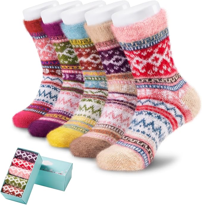 5 Pairs Fuzzy Soft Cozy Comfortable Socks for Women, Casual Sleep Comfy Socks, Perfect Warm Winter Gifts for Women