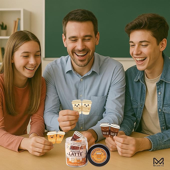 Positive Latte Affirmation Jar – 60pcs Cute Emotional Support Lattes – Coffee Gifts for Women, Men– Gift for Coffee Lovers, White Elephant Gifts for Coworker, Boss, Teacher, Teens, Teen Girl Gift Trendy Stuff