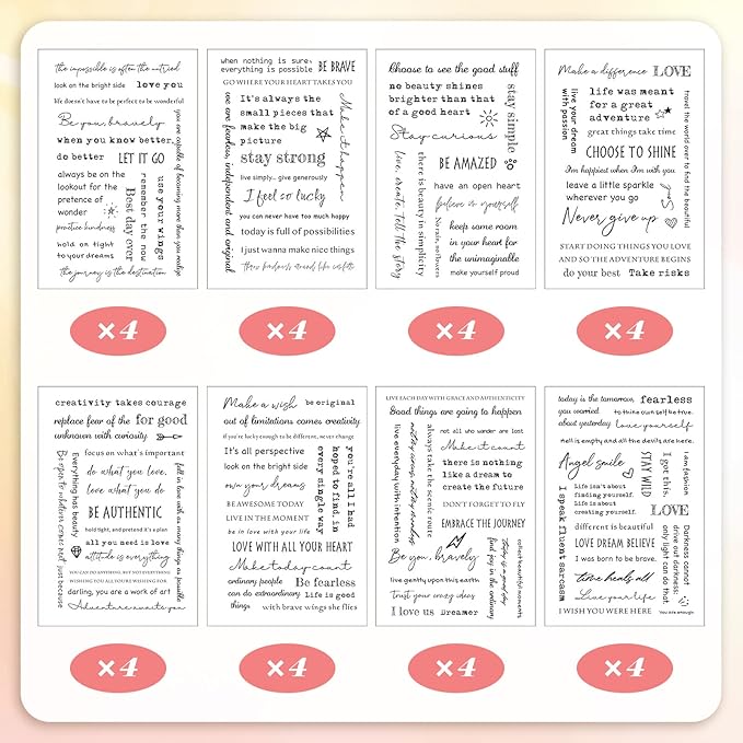 48 Sheets Inspirational Quotes Stickers Aesthetic Sayings Decal Motivational Words Handwritten Letters Gift for DIY Crafts Journaling Scrapbook Planner Appreciation Supplies, 8 Styles(Black)