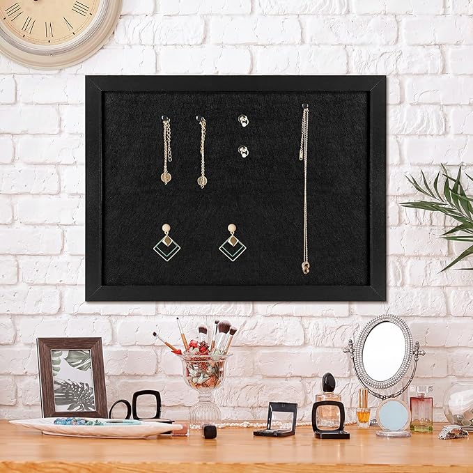 TORASO Cork Board Bulletin Board, Cork Boards for Walls with Pins, Eye Bolts, gaskets, Screws, Pin Board for Office, School and Home (All Black, 11“x14.5” - 4p)