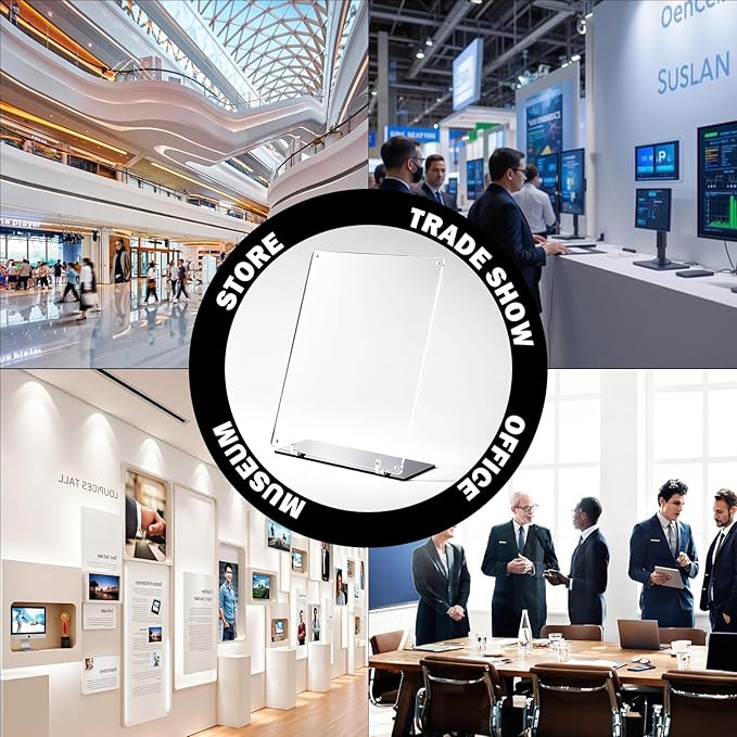 8.5"x11" Acrylic Sign Holder, 180°Adjustable Double-Sided Table Paper Display Stands For Office, Magnetic Clear Code Sign Menu Holder For Store