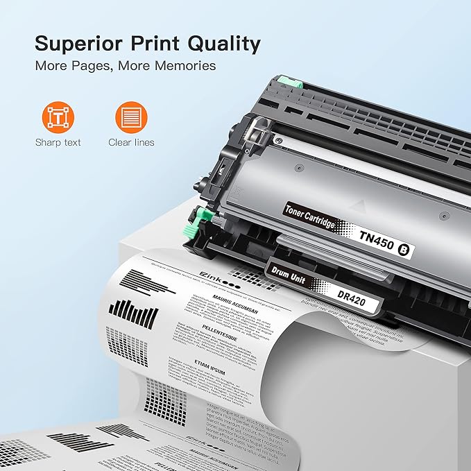 E-Z Ink Compatible Toner Cartridge and Drum Unit Replacement for Brother TN450 TN420 DR420 to use with HL-2270DW HL-2280DW HL-2230 HL-2240 MFC-7360N MFC-7860DW 2840 2940 (2 Toner 1 Drum) 3 Pack