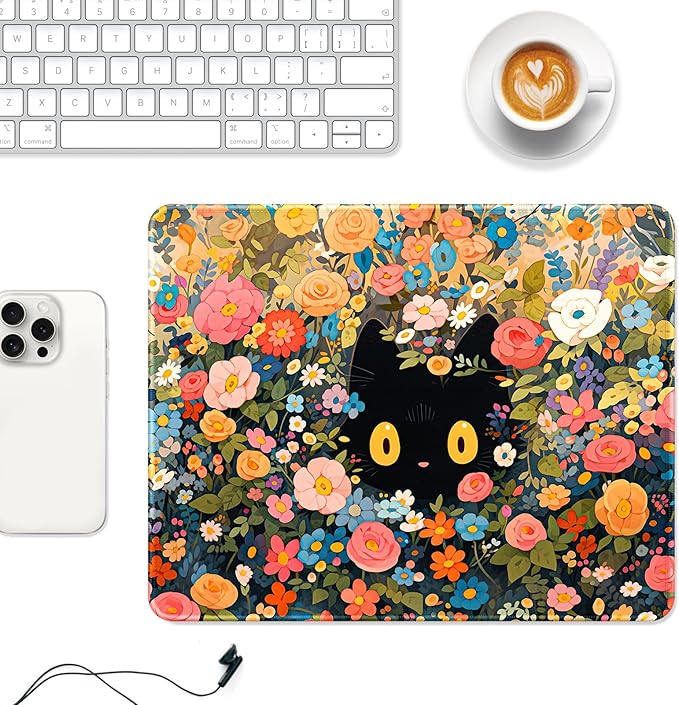 Auhoahsil Mouse Pad, 12 x 10 in Marble Theme Computer Mouse Pad for Desk, Premium-Textured Non-Slip Rubber Stitched Edges Waterproof Square Mouse Mat for Gaming Work Wireless Mice, Blue