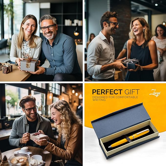 ZenZoi Yellow Mechanical Pencil w/Schmidt 0.7 mm Twist Lead System. Elegant Full Metal Pencil for Sketching, Drawing, Drafting, Writing & Note Taking. Luxury Gift Box for Men or Women