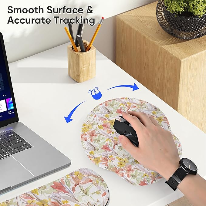 RICHEN Wrist Rest Support for Mouse Pad&Keyboard Set, 3-in-1 Computer Mousepad,Keyboard Wrist Rest and Coaster Set, Non-Slip Keyboard Wrist Rest and Mouse Pad Set Ergonomic Design (YKMWR-63)