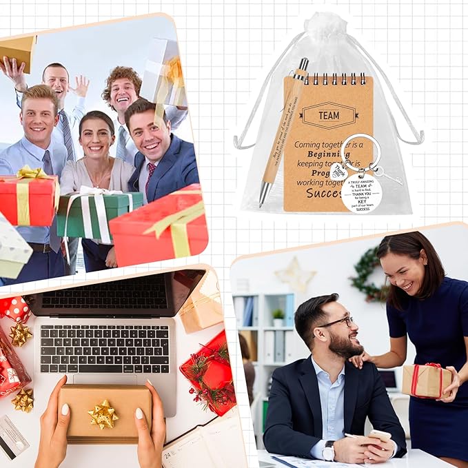 CZWZ 80 Pcs Employee Appreciation Gifts Set, Includes Notepads Pens Thank You Keychains and Organza Bags, Team Recognition Gifts for Coworkers Staff Employees Retirement Birthday Christmas(Brown)