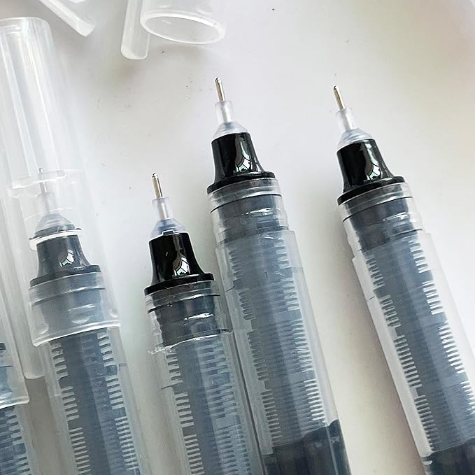 sencoo 10 pack Black Extra Fine Point Pens Liquid Ink Pen Rolling Roller ball Quick-drying Ink for Home Office School Students Pens