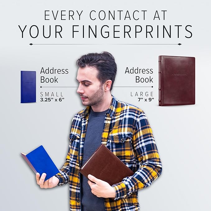 Gallery Leather Large Address Book with Alphabetical Tabs up to 480 Records, Leather Notebook Hardcover, Telephone and Address Books - 9x7", Desk Address, Camden Red