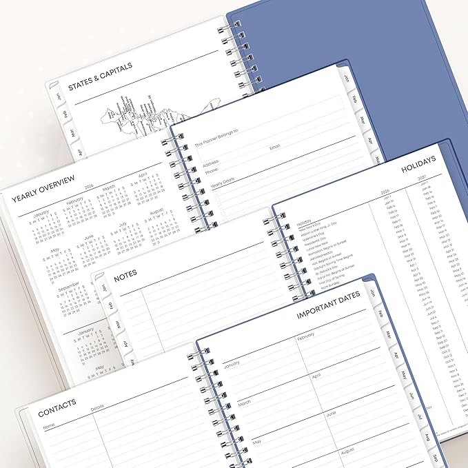 Blue Sky 2026 Weekly and Monthly Planner Calendar, January 2026 - December 2026, 5" x 8", Flexible Frosted Cover, Laminated Tabs, Durable Twin Wire Binding, Lindley