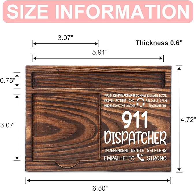 911 Dispatcher Appreciation Gifts, Thank You Gift for 911 Dispatcher, Dispatch Office Coworkers Staff Appreciation Gifts, Sticky Note Holder Wooden Notepad & Pen Holder 6.5" x 4.7" - FTA292
