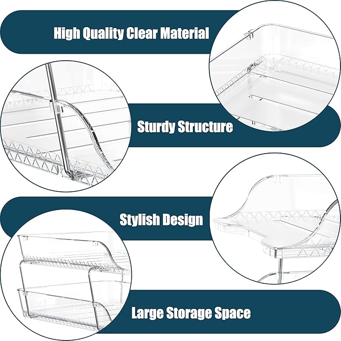 Simple Houseware 3-Tier Crystal Clear Stackable Document Letter Tray Paper Organizer – Desk Organizer for A4/Letter Size Documents, File Sorter, Paper Holder, Office Desktop File Storage, Acrylic Look