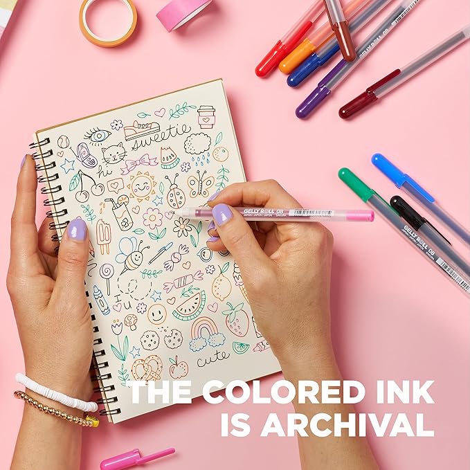 SAKURA Gelly Roll Gel Pens - Medium Point Ink Pen for Journaling, Art, or Drawing - Assorted Colored Ink - 10 Pack