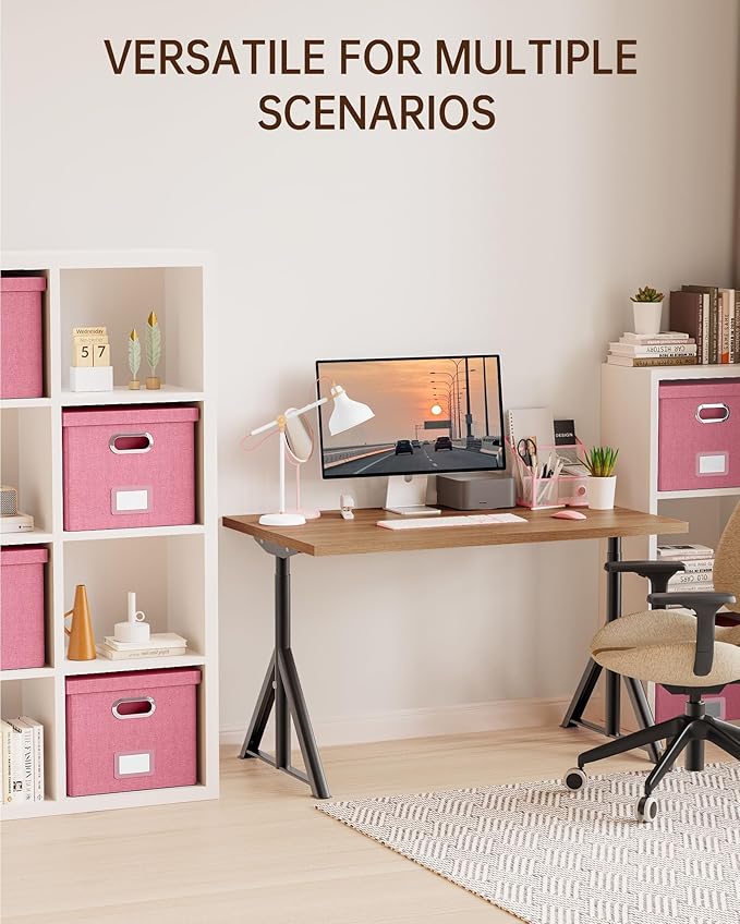 Oterri 2 Pack File Storage Organizer, Filing Box, Portable File Box with Lid, Fit for Letter/Legal File Folder Storage, document organizer, New-pink