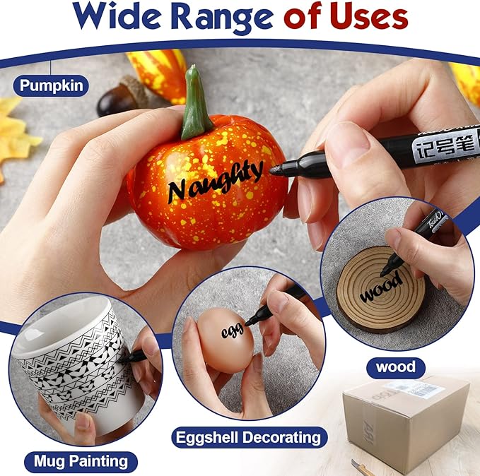 Thenshop 300 Pack Permanent Markers Bulk First Day of School Back to School Supplies Fine Point Waterproof Marker Works on Plastic, Wood, Stone, Metal, Glass for Office Classroom(Black, Red, Blue)