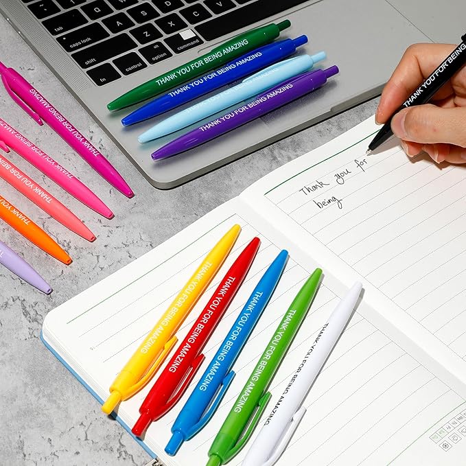 90 Pcs Ballpoint Appreciation Pen Inspirational Quotes Black Gel Ink Pens Bulk for Coworkers Employee Retractable Rolling Ballpoint Pens for Party Favors Thank You Gifts Supplies (Thank You)