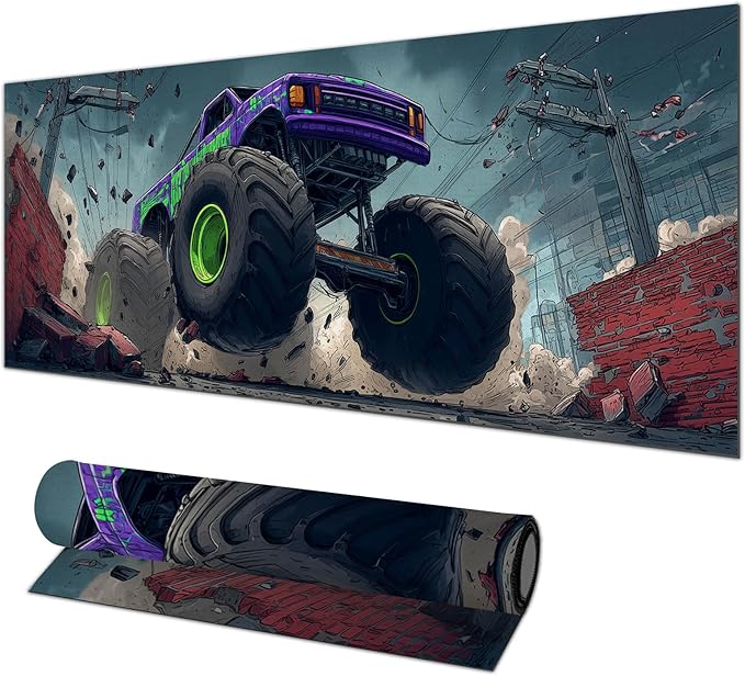 HOMETITUT Truck Gaming Mouse Pad XL Desk Pad 31.5 x 11.8 Inch Large Extended Keyboard Mat Computer Non Slip Waterproof Desk Mat for Office Gamer Accessories Home Setup