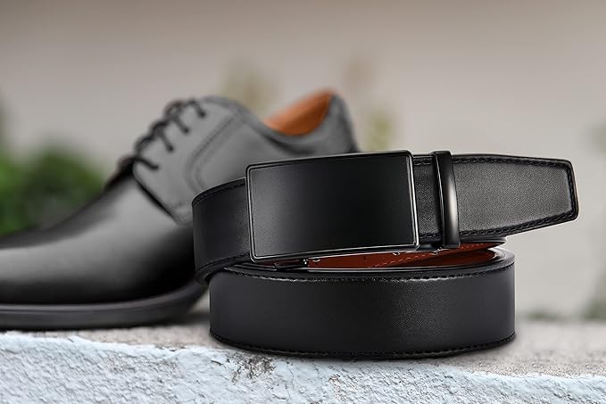 CHAOREN Mens Belt Leather Ratchet Belt - Customizable Fit, Effortless Style (35mm)