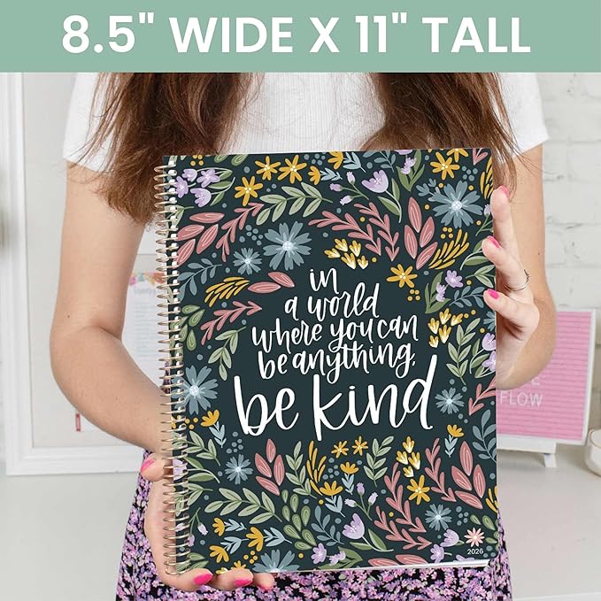 bloom daily planners 2026 Planner (January to December) - 8.5” x 11” Weekly & Monthly Dated Agenda Organizer Book with Stickers & Tabs - Flexible Soft Cover - Be Kind