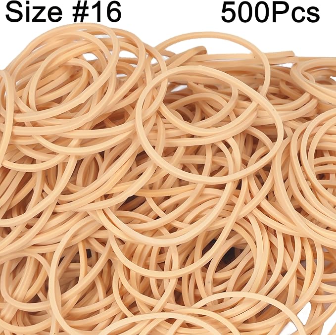 Rubber Bands Size#16,Elastic Band Beige #16 Small Rubber Band 500Pcs For Office Home Supplies(2-1/2" x 1/16'')