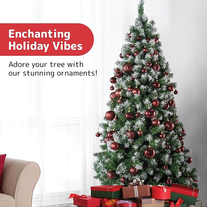 PREXTEX Wine Red Christmas Ornaments Set - 36 Shatterproof Wine Colored Ornaments for Christmas Tree, Holiday, Wreath, and Party Decor - Includes Small, Medium, Large Dark Red Christmas Balls