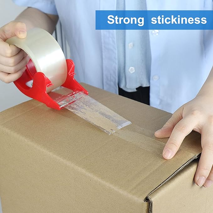 BOMEI PACK Heavy Duty Clear Packing Tape,2 Rolls with refillable Dispenser,Noiseless Packaging Tape 1.88 Inches x 55 Yards,Industrial Grade Boxes Shipping Tape for Moving,Mailing and Storages