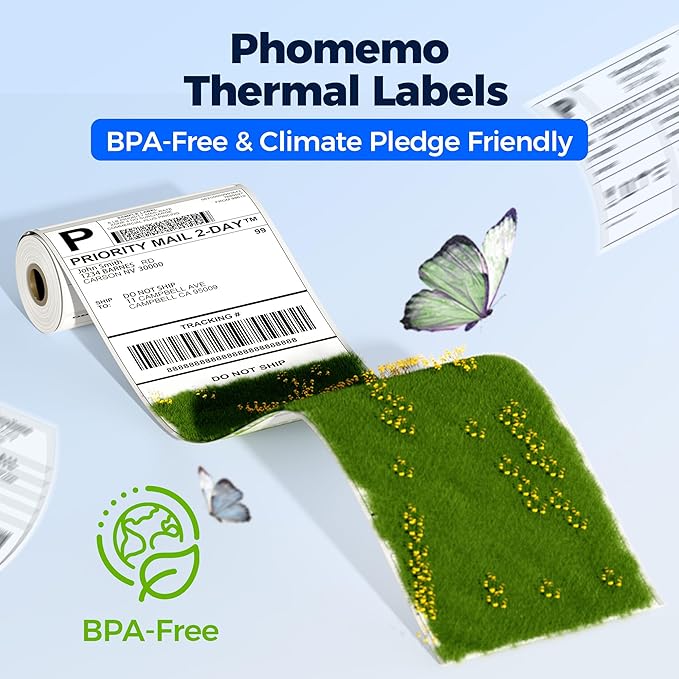 80PCs Phomemo Thermal Labels, 3.3 x 4 Shipping Label Compatible with 241-BT, M421 Label Printer