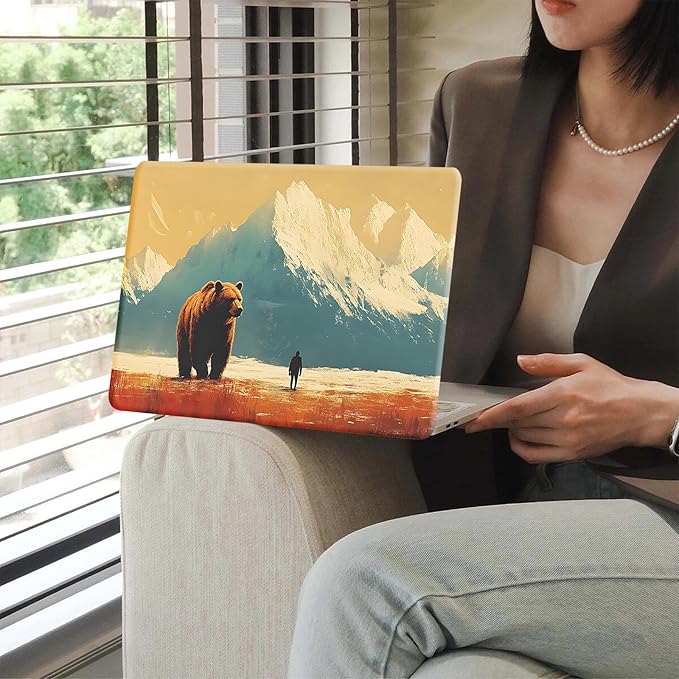 KEROM Compatible for MacBook Air 13 inch Case 2025 M4, 2024-2022 M3 M2 A3240 A3113 A2681, Cute Sleek Aesthetic Plastic Hard Shell with Keyboard Cover for MacBook Air 13.6 inch Case, Bear