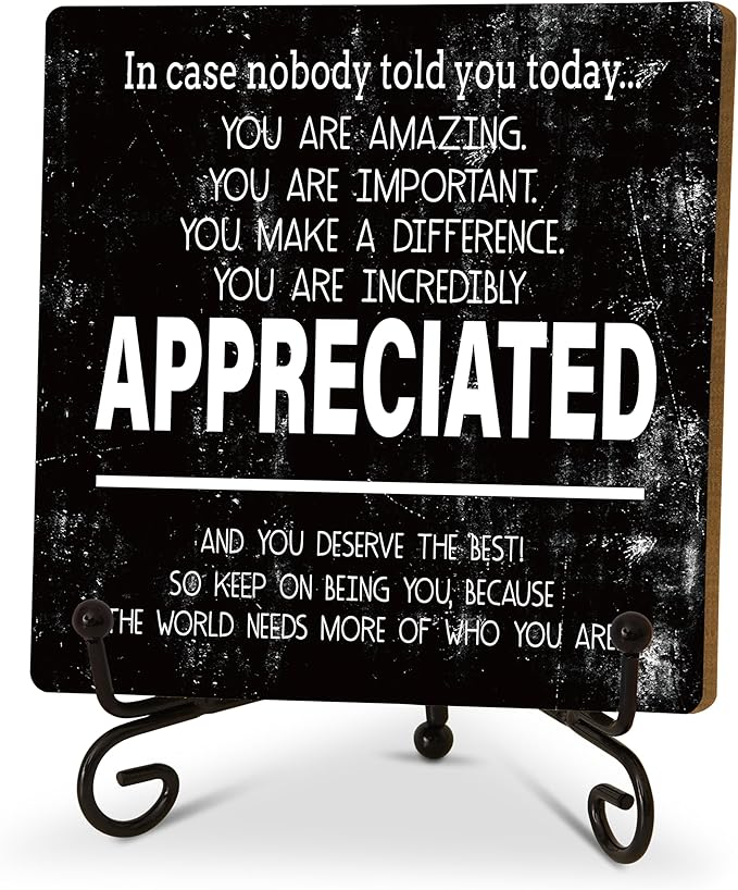Funny Office Desk Decor, Appreciated Wooden Sign with Stand, Birthday Christmas Thank You Gifts for Women Men Leader Boss Mentor Coworkers, Cute Cool Desk Accessories for Home Office-B15