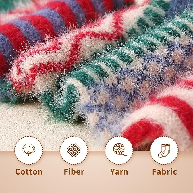 ICEIVY 5 Pair Fuzzy Cozy Socks for Women - Warm Comfy Soft Casual Home Sleep Winter Wool Socks - Gifts for Women