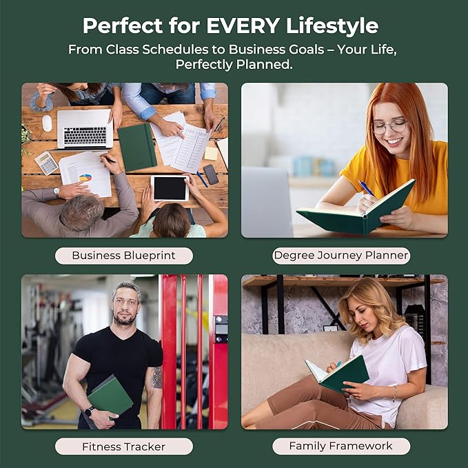 Weekly Monthly 2026 Planner (Jan.26-Dec.26),8.5"x6.5",12 Months Agenda Plan with Month Tabs & Pocket,Expenses/Note Pages, Appointment Book Calendar with Hardcover Vegan Leather Cover,Green