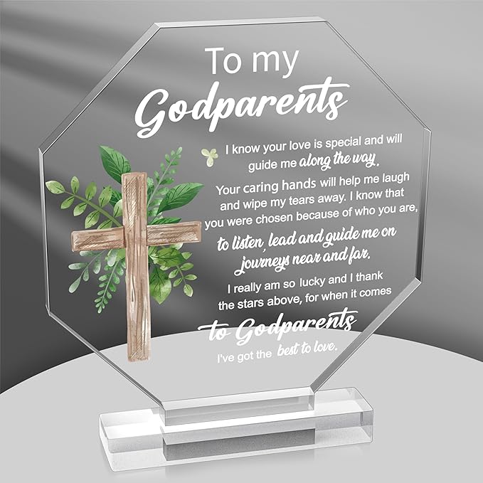 Yopyame Acrylic Gift for Godparents - Godparents Gifts from Godchild for Women Men Thank You for Being My Godparent Acrylic Plaque Office Table Decor Birthday Christmas Keepsake Gift for Godparents