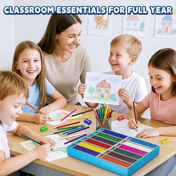 OCHIDO 432 Count Colored Pencils Bulk, Pre-sharpened Colored Pencils for Kids in 12 Bright Colors, Color Pencil Set with 12 Sharpeners, Back to School Supplies Classroom Essentials for Teachers