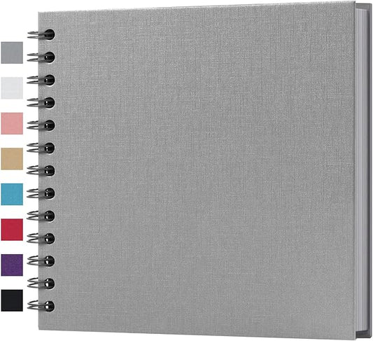 potricher 7 x 7 Inch DIY Scrapbook Album 40 Pages Hardcover Kraft Paper Scrap Book Photo Albums Memory Book for Wedding and Anniversary Family (Gray, 7 Inch)