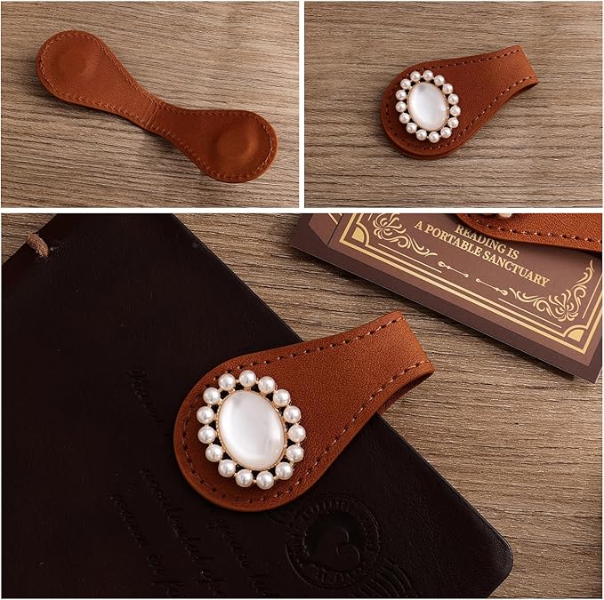 2PCS Vintage Magnetic Leather Bookmark, Leather Magnetic Bookmarks for Women, Magnetic PU Bookmarks Clip Book Accessories
