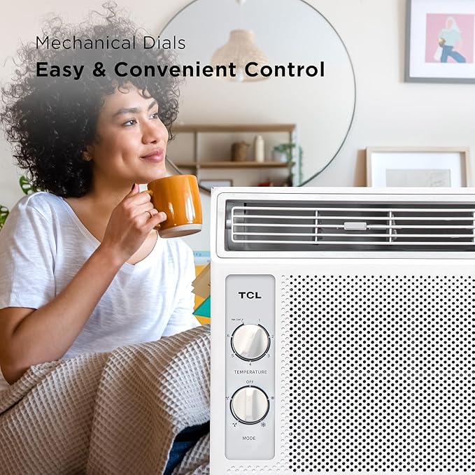 TCL H5W33M 5,000, 115V, AC for Small Rooms 5000 BTU Window Air Conditioner,150 Sq. Ft, Easy-to-Use, Reusable Filter, Compact Design, White