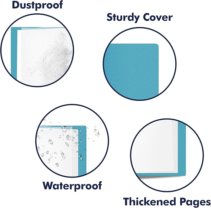 Art Portfolio Folder, 40 Clear Pockets Acqua Paper Protectors Display 80 Pages Clear Presentation Book for Artworks, Letters, Report Sheets, Documents (Can Accommodate 8.5” x11 11/16”)