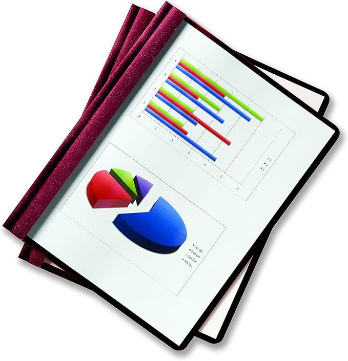 Oxford Clear Front Report Cover, 3 Prong, 1/2 inch Capacity, Burgundy, Letter Size, 25 per Box, (53341)