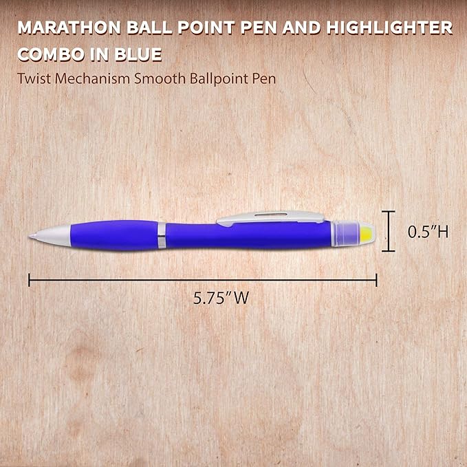 DISCOUNT PROMOS 10 Marathon Gel Highlighter Pens Pack - Twist Mechanism, Ballpoint - Blue