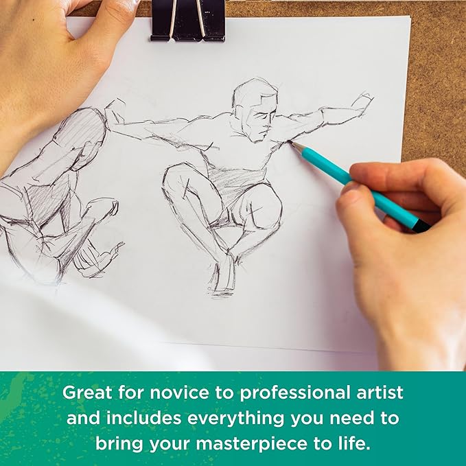 Norberg & Linden XL Drawing Set - Sketching, Graphite and Charcoal Pencils. Includes 100 Page Drawing Pad, Kneaded Eraser, Blending Stump. Art Kit and Supplies for Kids, Teens and Adults