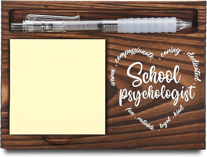 School Psychologist Gifts, School Psychologist Appreciation Gifts, Thank You Gifts, Sticky Note Holder, Post-it Note Dispenser for Desk, Wooden Post-it Note & Pen Holder 6.5" x 4.7" - FTA109