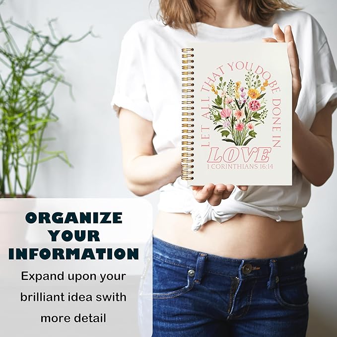 BearCake Prayer Journal for Women, Bible Journaling Notebook, Christian Gifts for Women, Let All That You Do Be Done in Love Prayer Journal for Women, Bible Journal Hardcover Spiral Notebook 5.5x8.3