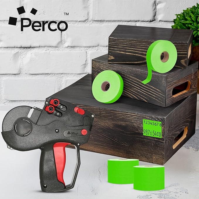 Perco Fluorescent Green Pricing Labels for Monarch 1136 Price Gun - 8 Rolls, 14,000 Pricemarking Labels
