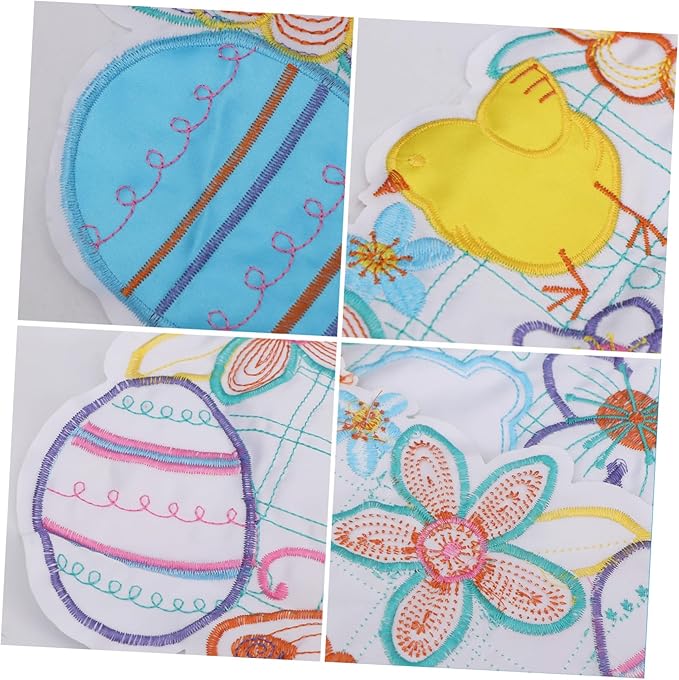 Easter Rabbit Table Mat Handmade Embroidered Easter Egg Placemats Seasonal Kitchen Decor Party Dining Table Decoration