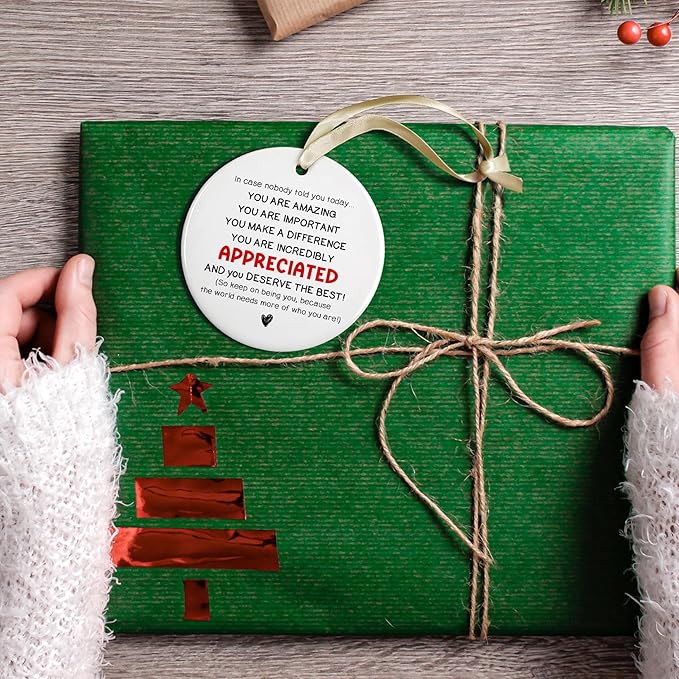 Inspirational Christmas Ornaments, Motivational Christmas Ornaments - Thank You Ornament for Tree - Inspirational Gifts for Women, Motivational Positive Gifts - Ceramic Ornament 2025