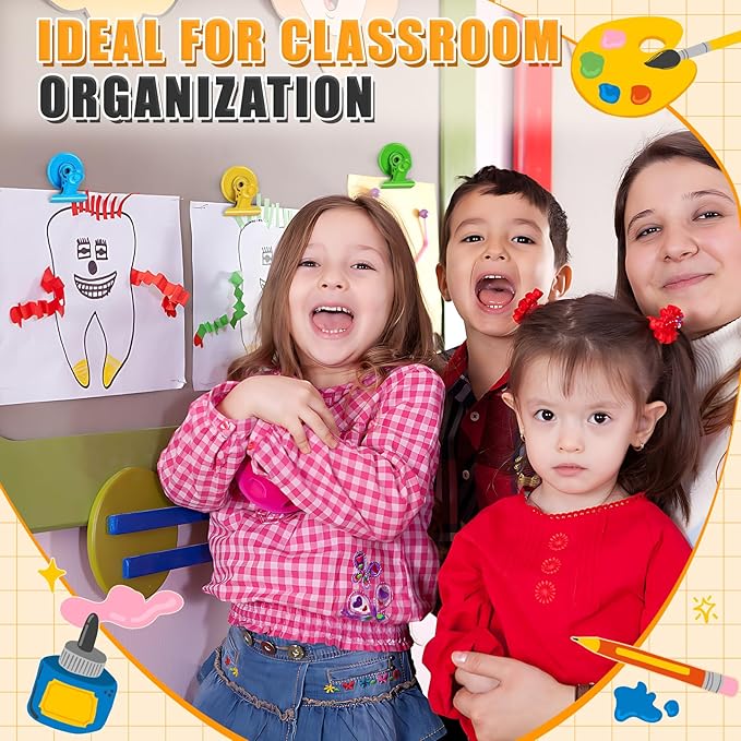 12pack Fridge Magnets Refrigerator Magnets Magnetic Clips Heavy Duty Detailed List Display Paper Fasteners on Home& Office & Teacher Must Haves Classroom Organization (Multicolored, 12)