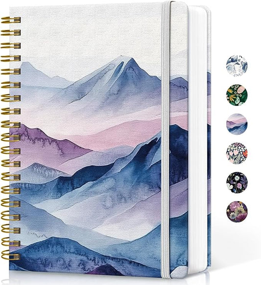 Lined Spiral Notebook Journal for Work, 300 Pages Thick B5 (7.1"x10") College Ruled Journal for Women & Writing, Hardcover Notebook for Note Taking, Perfect for Office Home School, Distant Peak